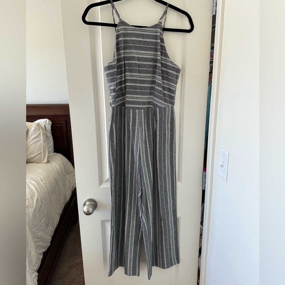 Heartloom Gray Striped Jumpsuit